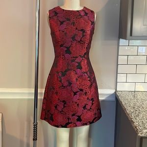 Betsey Johnson Brocade Floral A-line Red Black Pink /Purple ish size 4